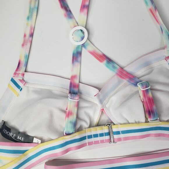 Adore Me Gisele Contour Tie Dye Banded Bikini Set High Waisted S/M‎ Pastel Swim - Picture 5 of 8